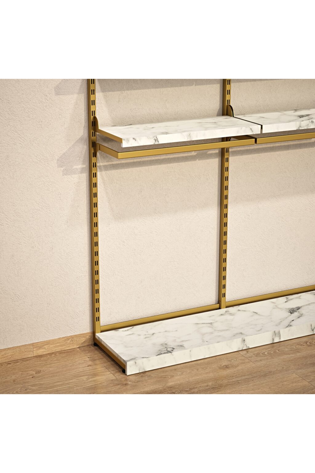 Mağaza Askılık Raf Sistemi 190x220 cm Gold - Butik Stand, Giyinme Odası Sistemi - Görsel 2
