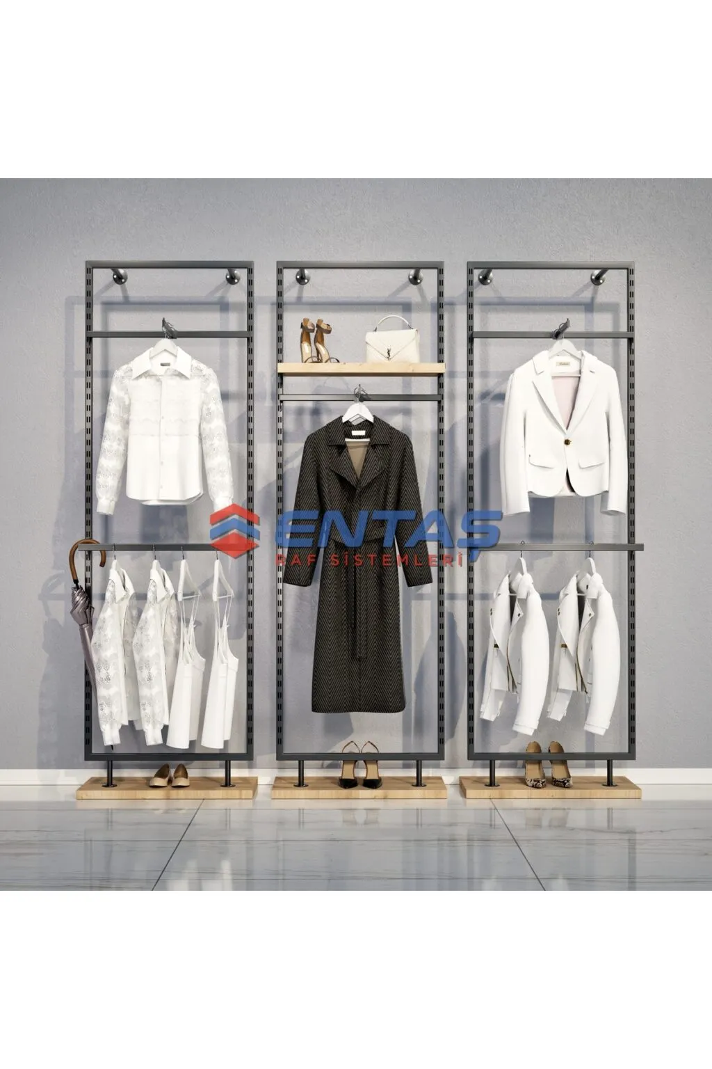 Giyinme Odası Raf Sistemi,lüx Askılık Sistemi, Mağaza Raf Sistemi,butik Raf Sistemi 260*h220