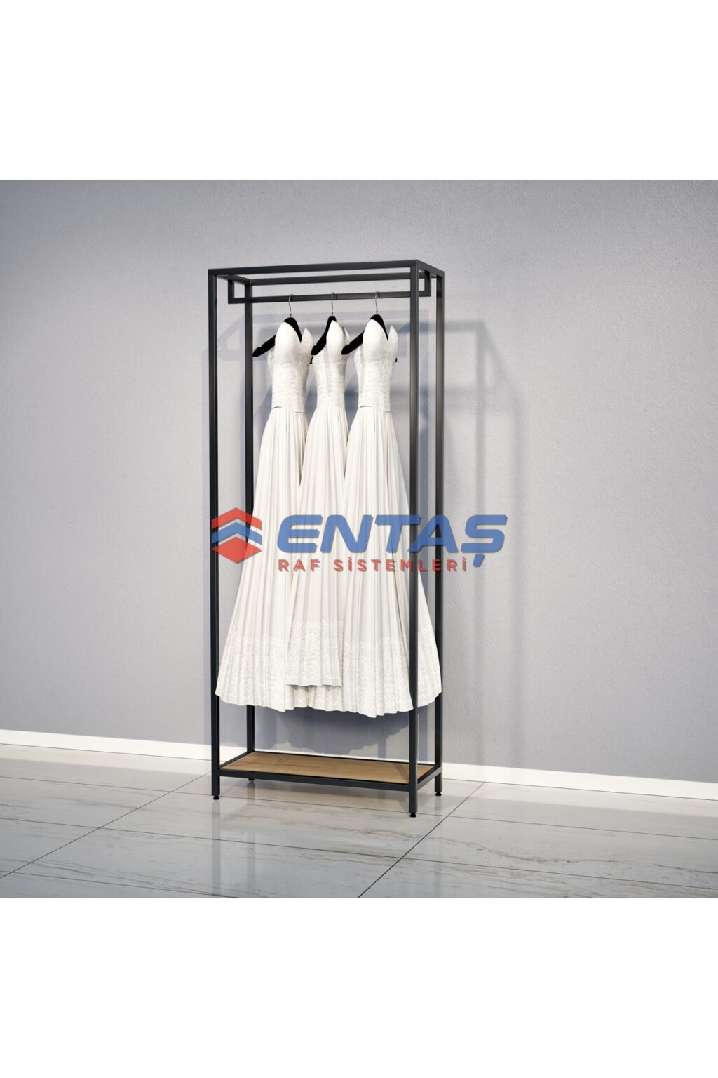 Mağaza Askılık Sistemi 40x120x220 cm Siyah - Raf Sistemi, Butik Ekipmanı