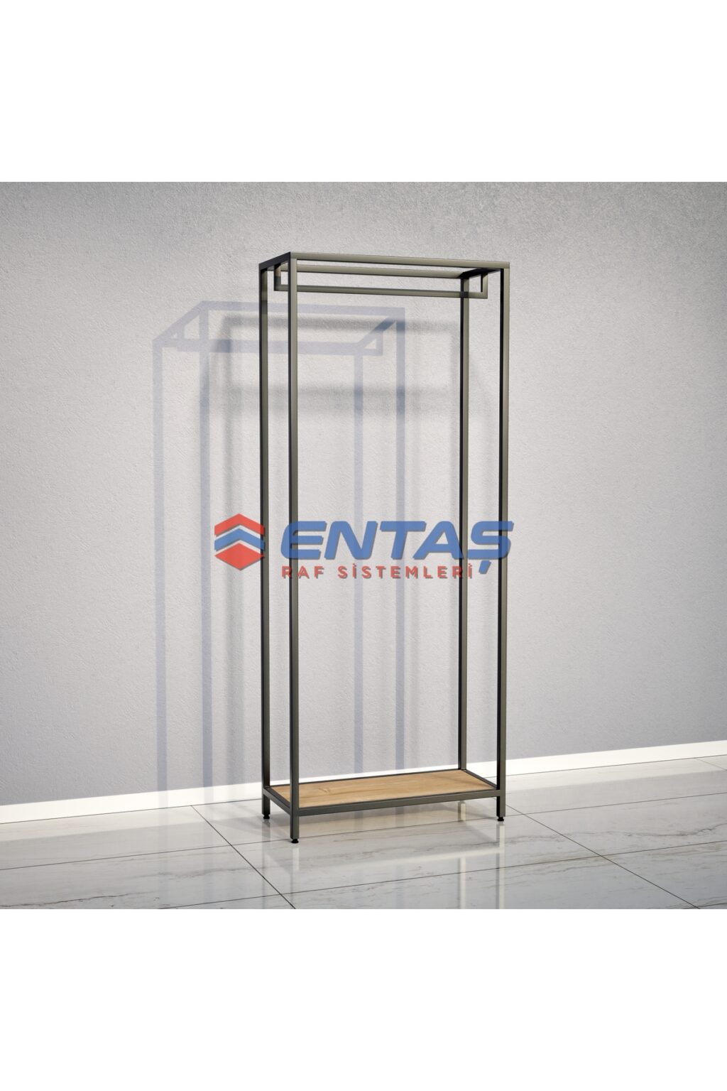 Mağaza Askılık Sistemi 40x120x220 cm Siyah - Raf Sistemi, Butik Ekipmanı - Görsel 2