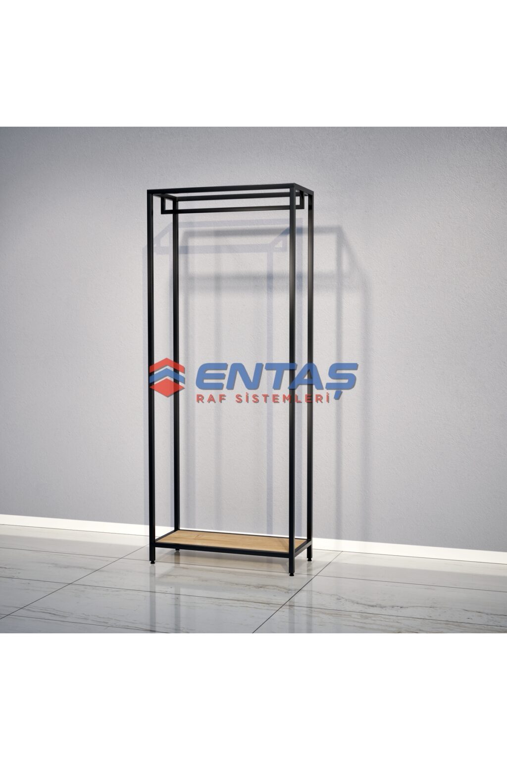 Mağaza Askılık Sistemi 40x120x220 cm Siyah - Raf Sistemi, Butik Ekipmanı - Görsel 4