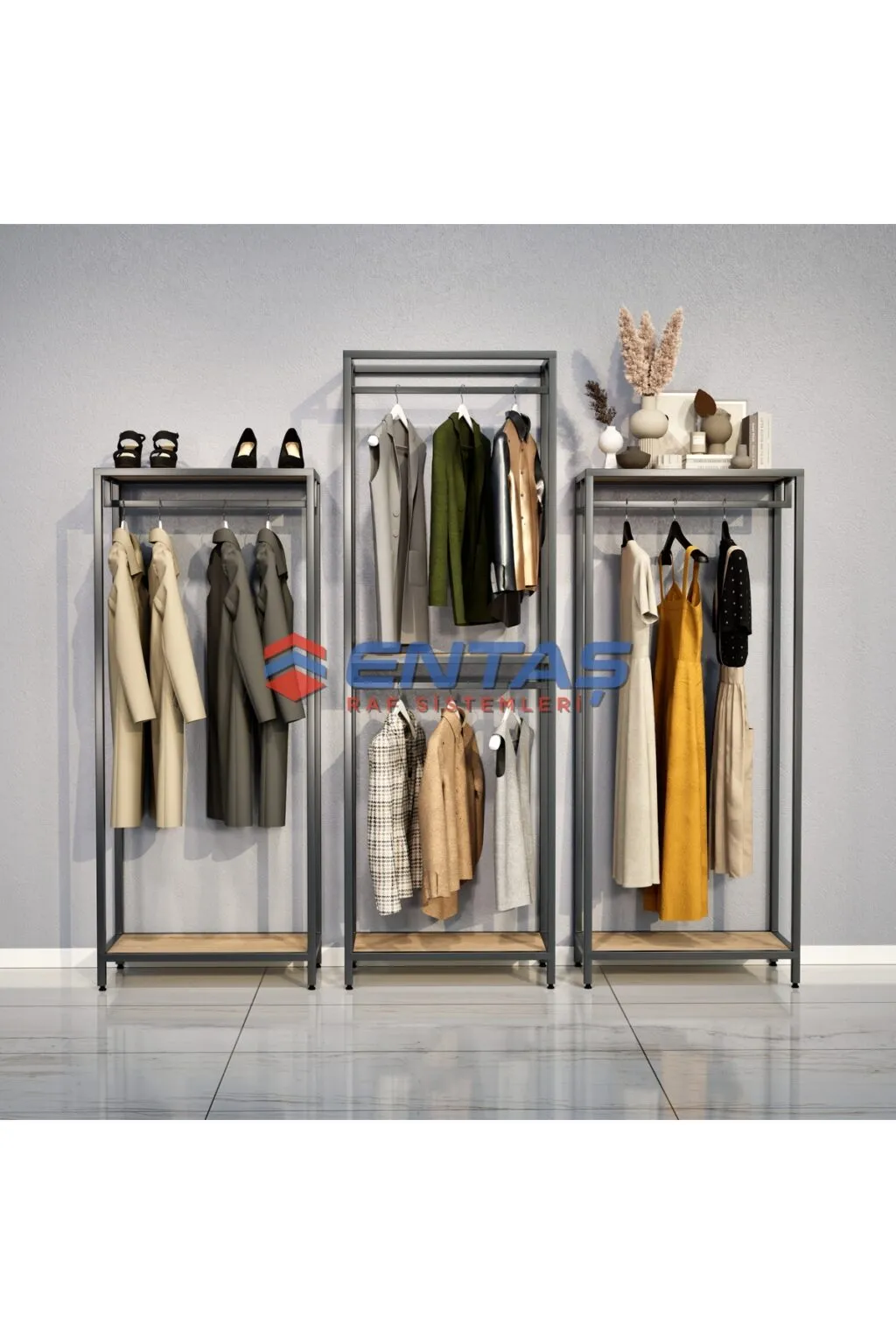 Modern Giyinme Odası Raf Sistemi,lüx Askılık Sistemi, Mağaza Raf Sistemi,butik Raf Sistemi 300*h220