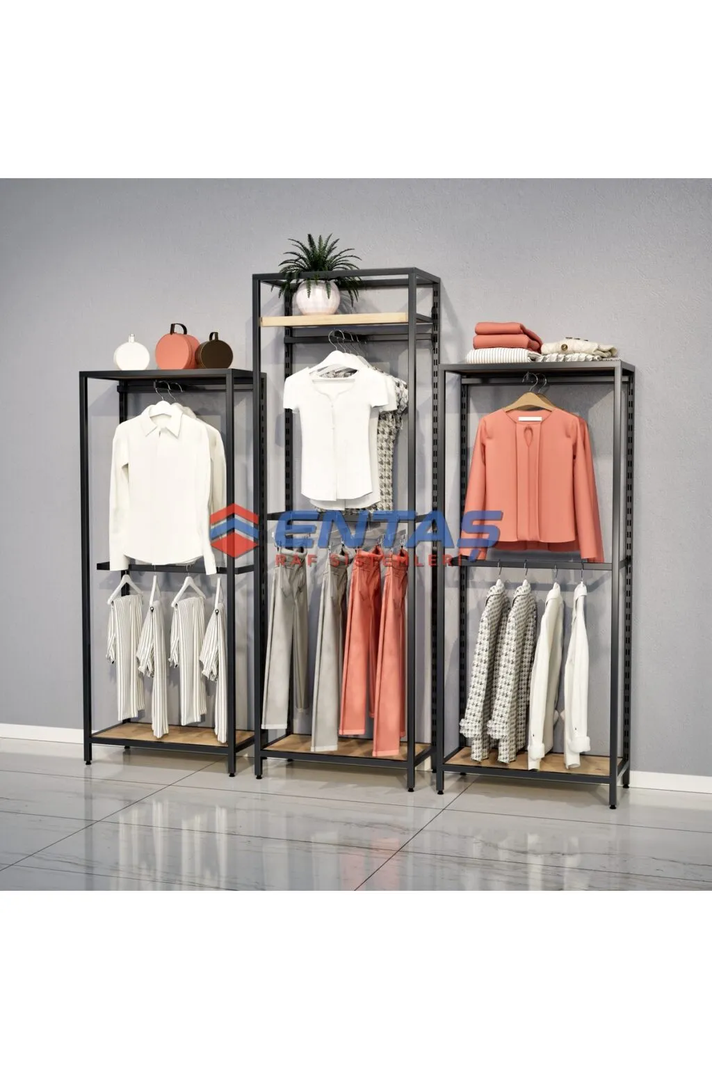 300*h220,modern Giyinme Odası Raf Sistemi,lüx Askılık Sistemi, Mağaza Raf Sistemi,butik Raf Sistemi - Görsel 2