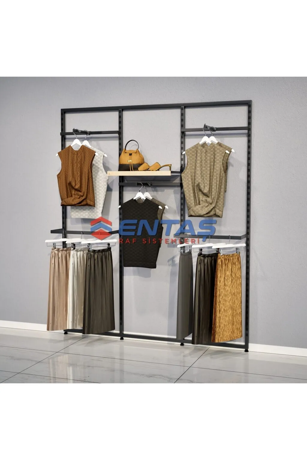 280*h220,giyinme Odası Raf Sistemi,lüx Askılık Sistemi, Mağaza Raf Sistemi,butik Raf Sistemi - Görsel 2