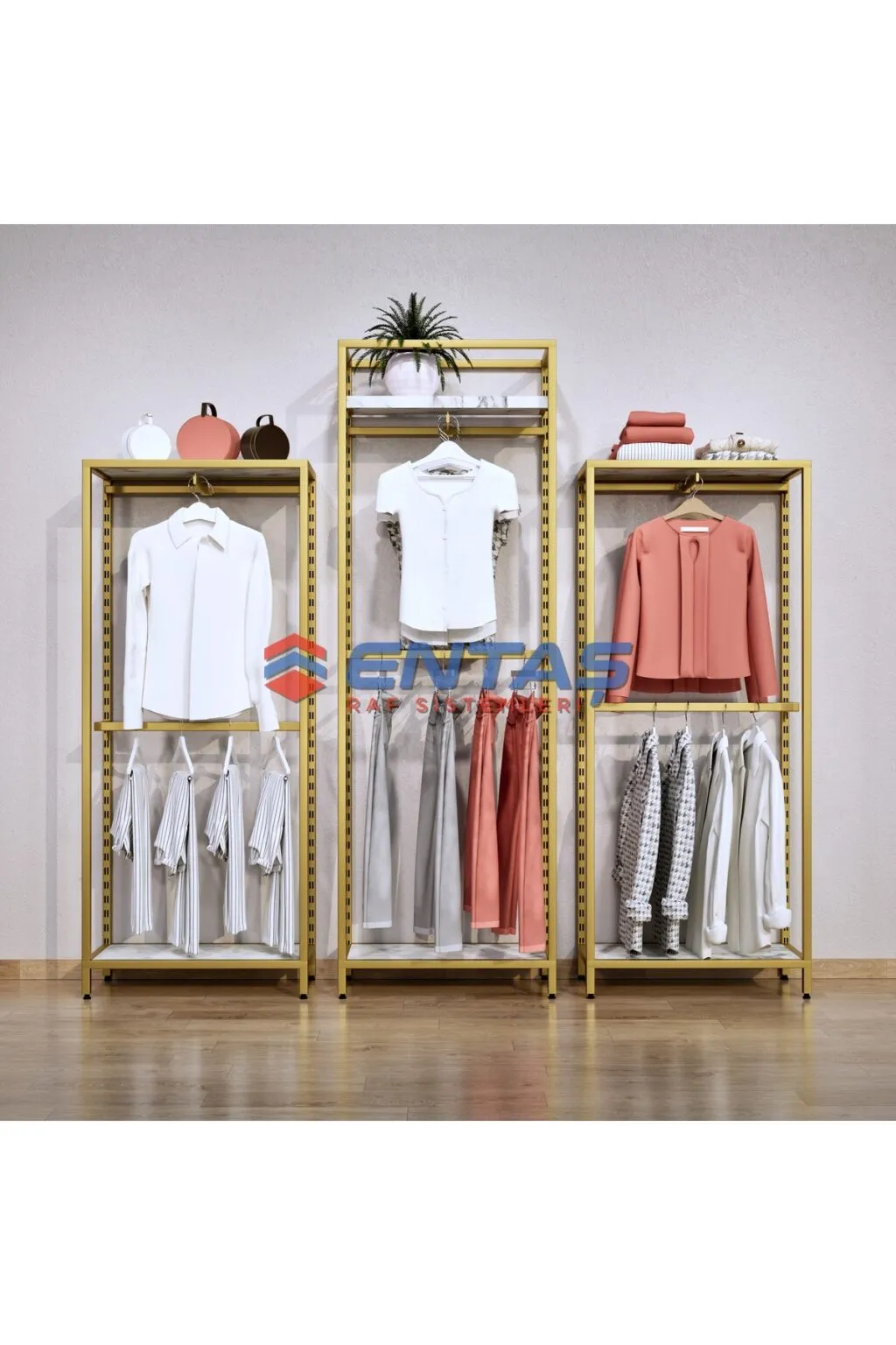 Modern Giyinme Odası Raf Sistemi,lüx Askılık Sistemi, Mağaza Raf Sistemi,butik Raf Sistemi 300*h220