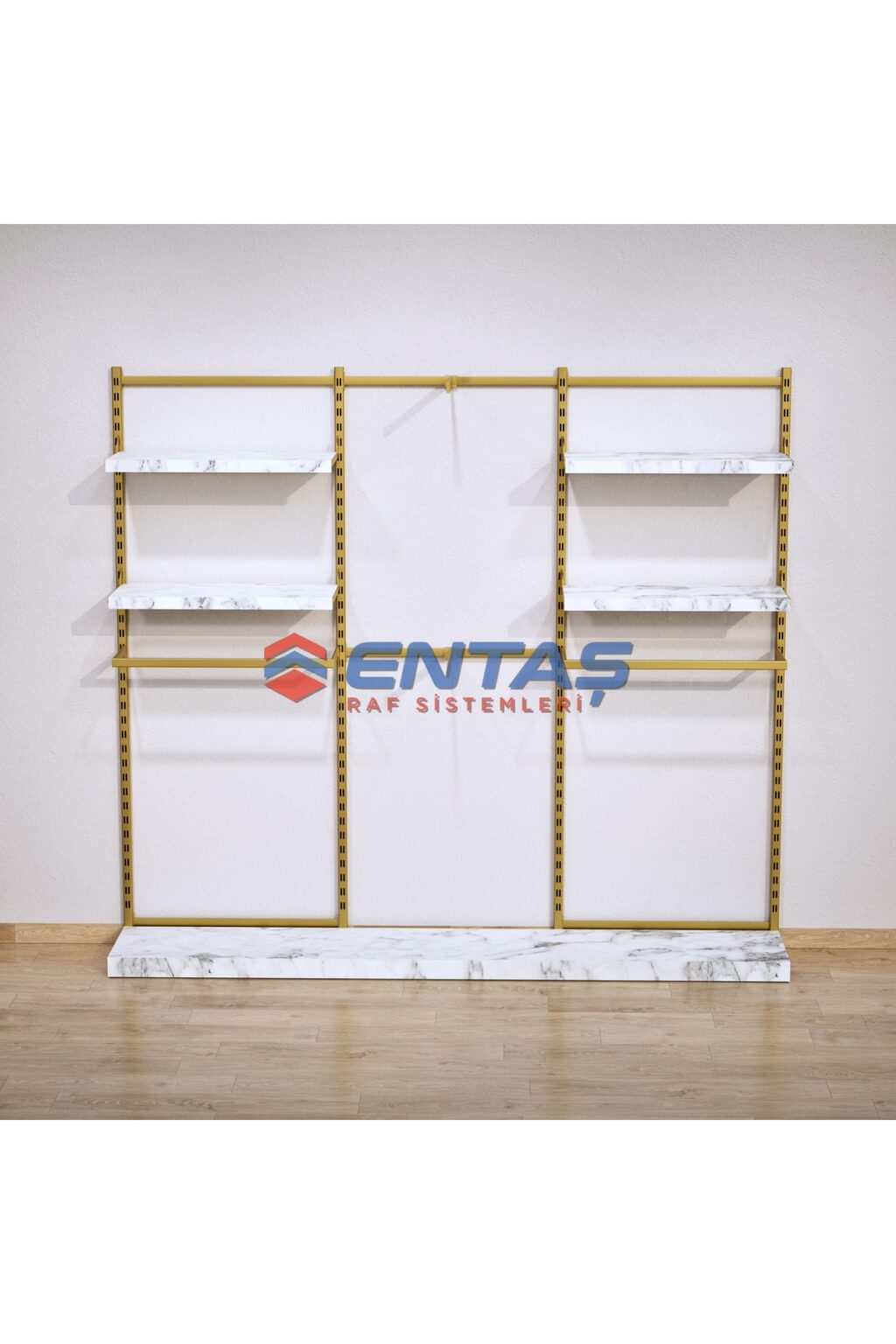 Mağaza Askılık Raf Sistemi 190x220 cm Gold - Butik Stand, Giyinme Odası Sistemi - Görsel 2