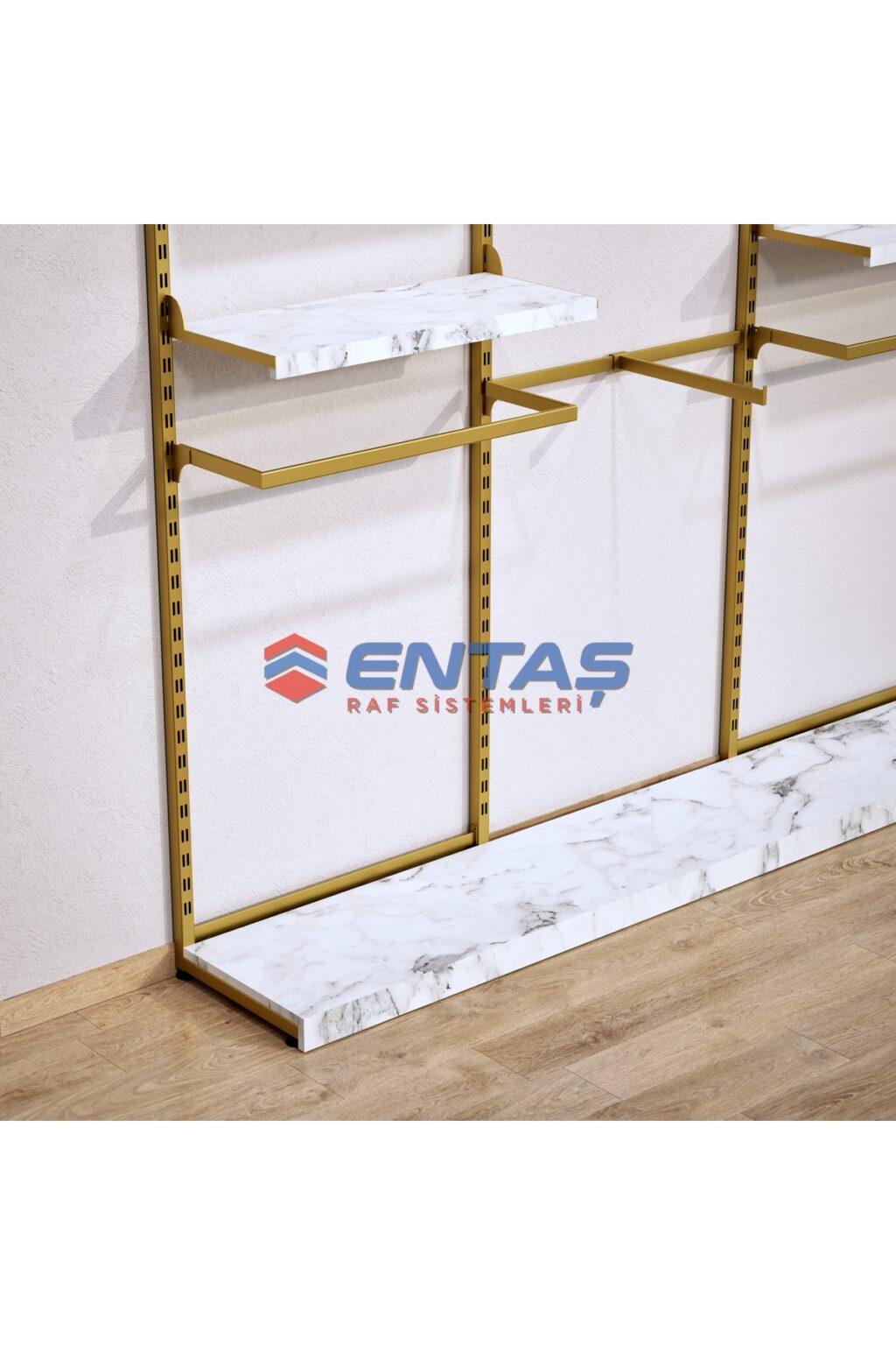 Mağaza Askılık Raf Sistemi 190x220 cm Gold - Butik Stand, Giyinme Odası Sistemi - Görsel 3