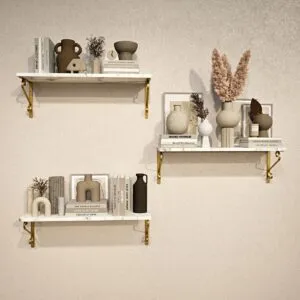 3'li Set Ferforje Raf Destek Kolu 20x60 cm - L Konsol, Duvara Monte Raf Kolu