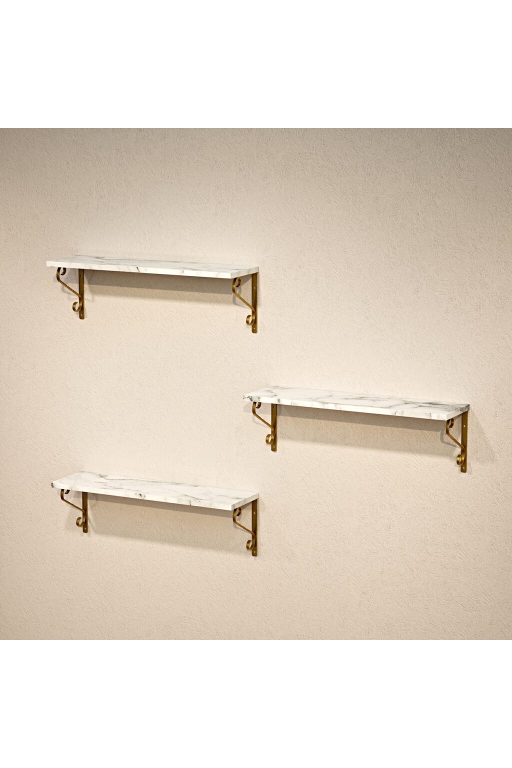 3'li Set Ferforje Raf Destek Kolu 20x60 cm - L Konsol, Duvara Monte Raf Kolu - Görsel 3