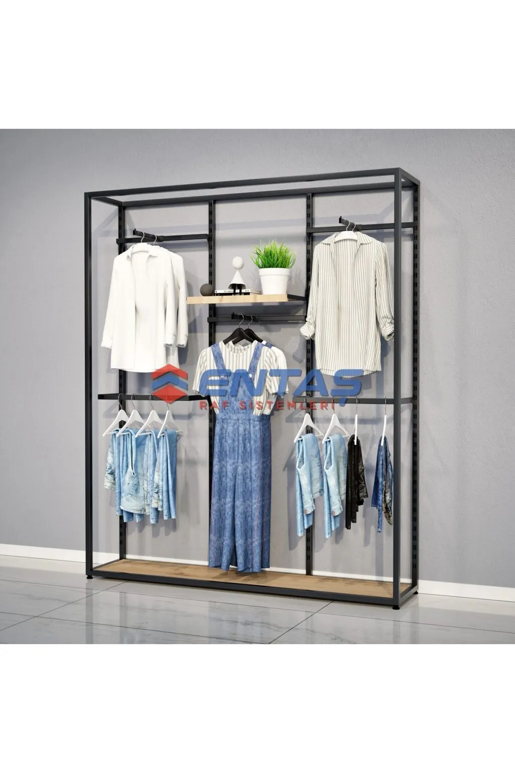 Giyinme Odası Raf Sistemi,lüx Askılık Sistemi, Mağaza Raf Sistemi,butik Raf Sistemi 190*h220 - Görsel 2