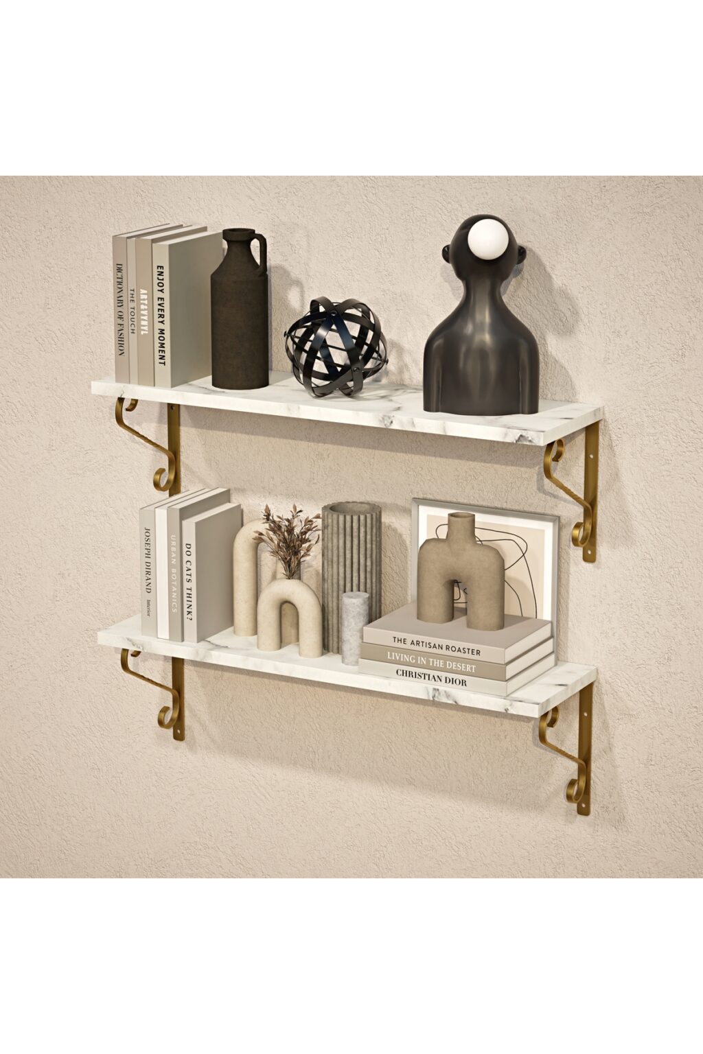 2'li Set Ferforje Raf Destek Kolu 20x60 cm - L Konsol, Duvara Monte Raf Kolu