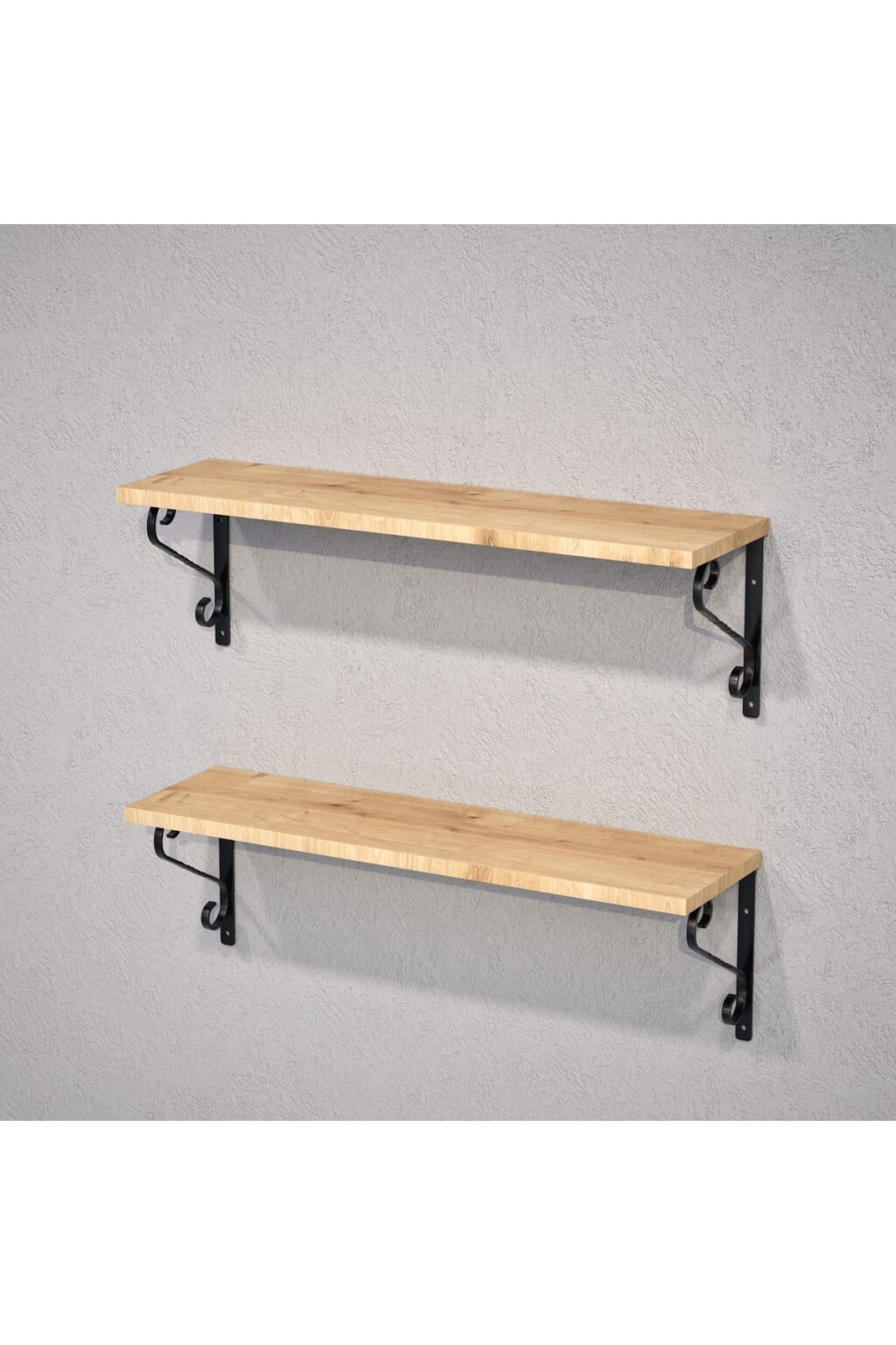 2'li Set Ferforje Raf Destek Kolu 20x60 cm - L Konsol, Duvara Monte Raf Kolu - Görsel 2