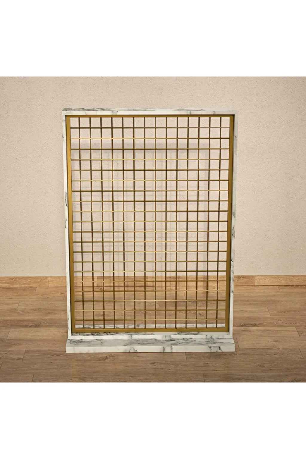Ahşap Çerçeveli Lüx Orta Stand, Sık Telli Pano, Aksesuar Panosu 95*150 Gold - Görsel 3