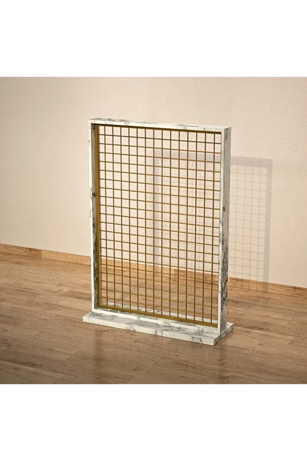 Ahşap Çerçeveli Lüx Orta Stand, Sık Telli Pano, Aksesuar Panosu 95*150 Gold - Görsel 4