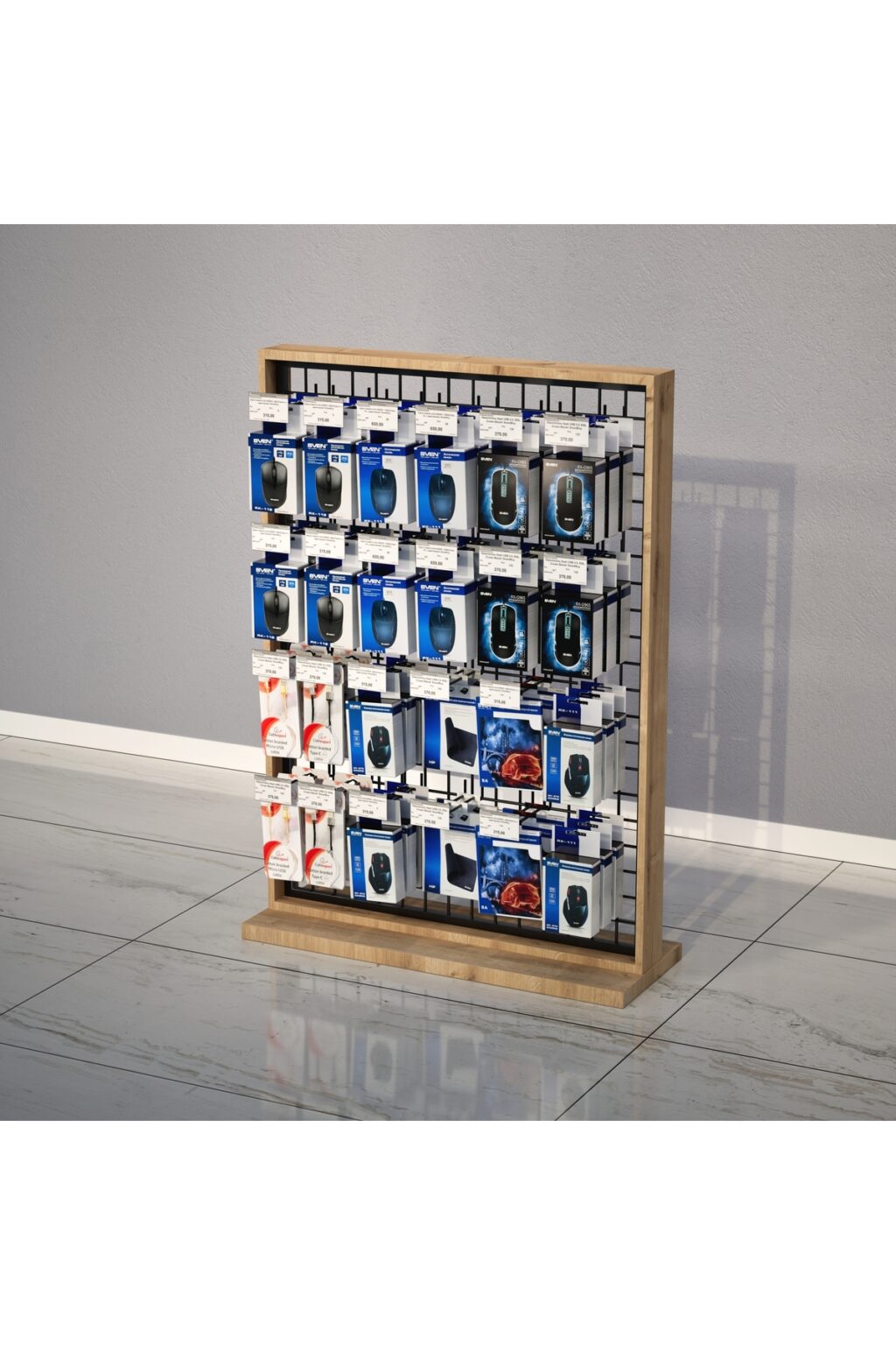 Sık Telli Tel Raf 95x150 cm Siyah - Tel Pano Stand, Duvar Askılığı - Görsel 2