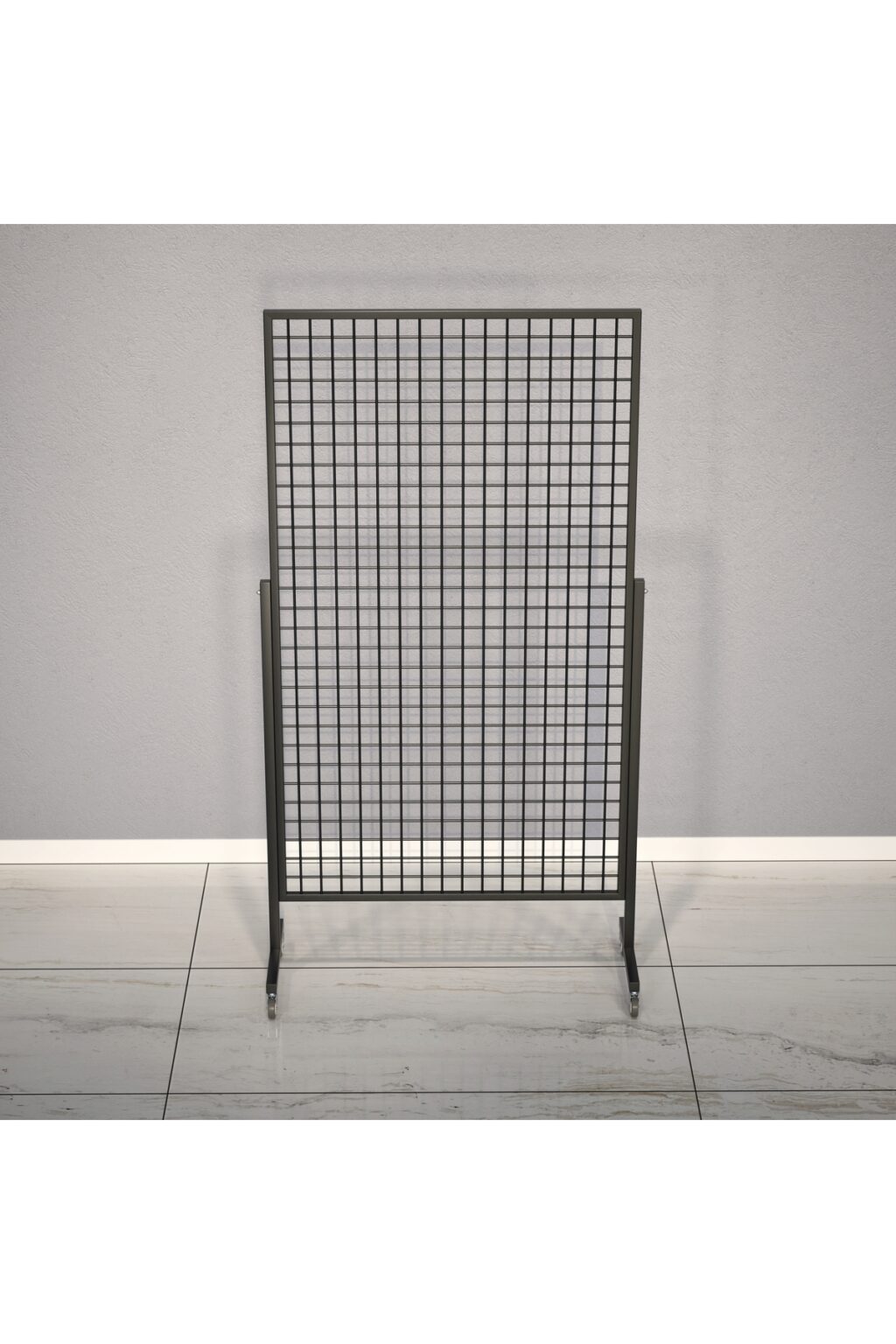 Tekerlekli Profil Ayaklı Sık Telli Tel Raf 90x150 cm Siyah - Tel Pano Stand, Duvar Askılığı - Görsel 3