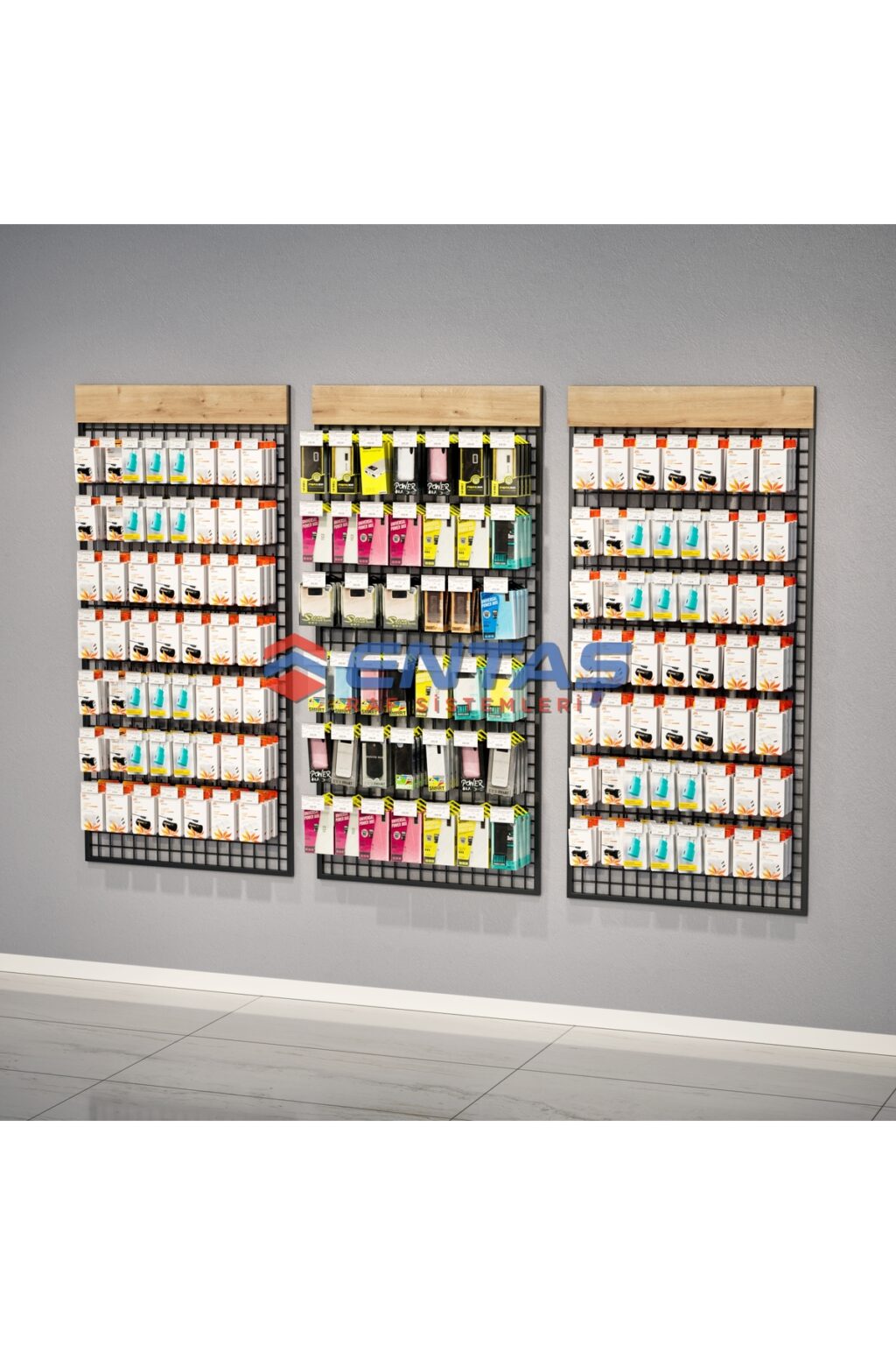 Sık Telli Tel Raf 290x200 cm Siyah - Tel Pano Stand, Duvar Askılığı