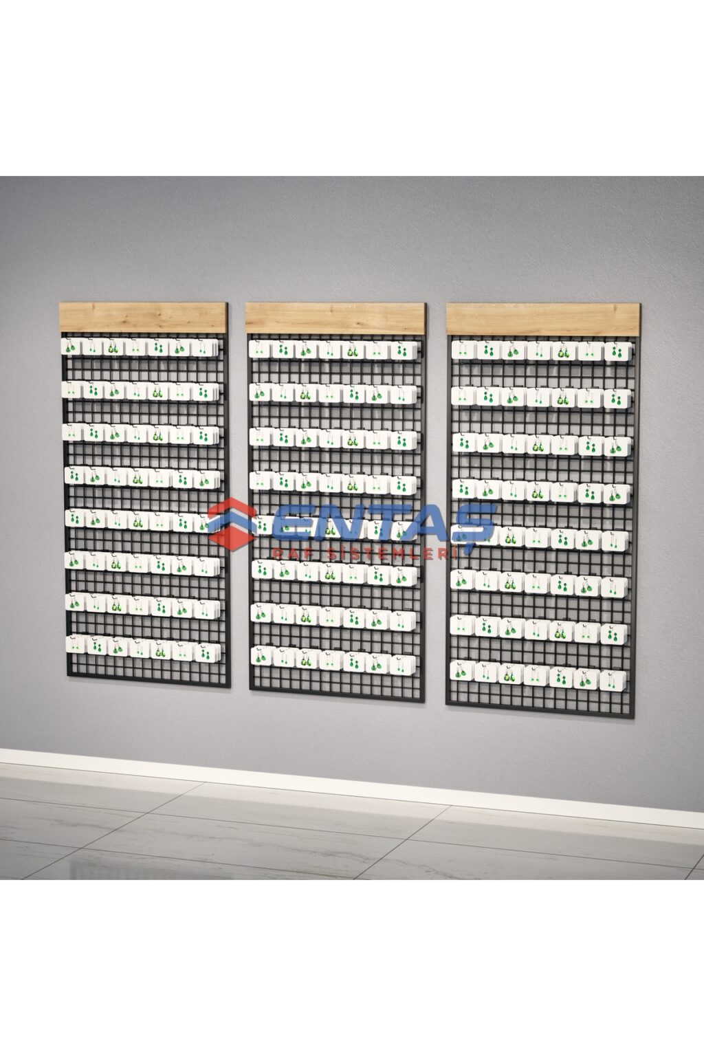 Sık Telli Tel Raf 290x200 cm Siyah - Tel Pano Stand, Duvar Askılığı - Görsel 2