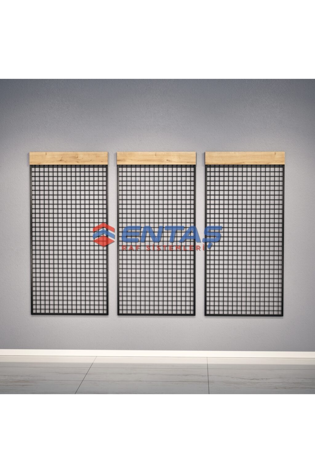 Sık Telli Tel Raf 290x200 cm Siyah - Tel Pano Stand, Duvar Askılığı - Görsel 3