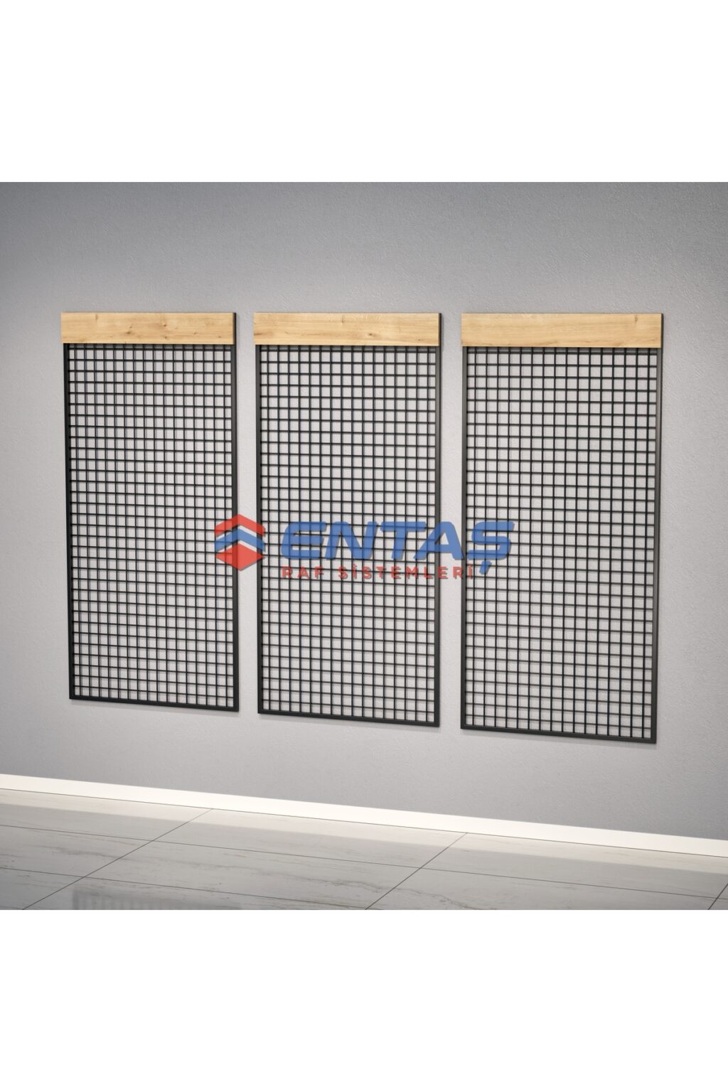 Sık Telli Tel Raf 290x200 cm Siyah - Tel Pano Stand, Duvar Askılığı - Görsel 4