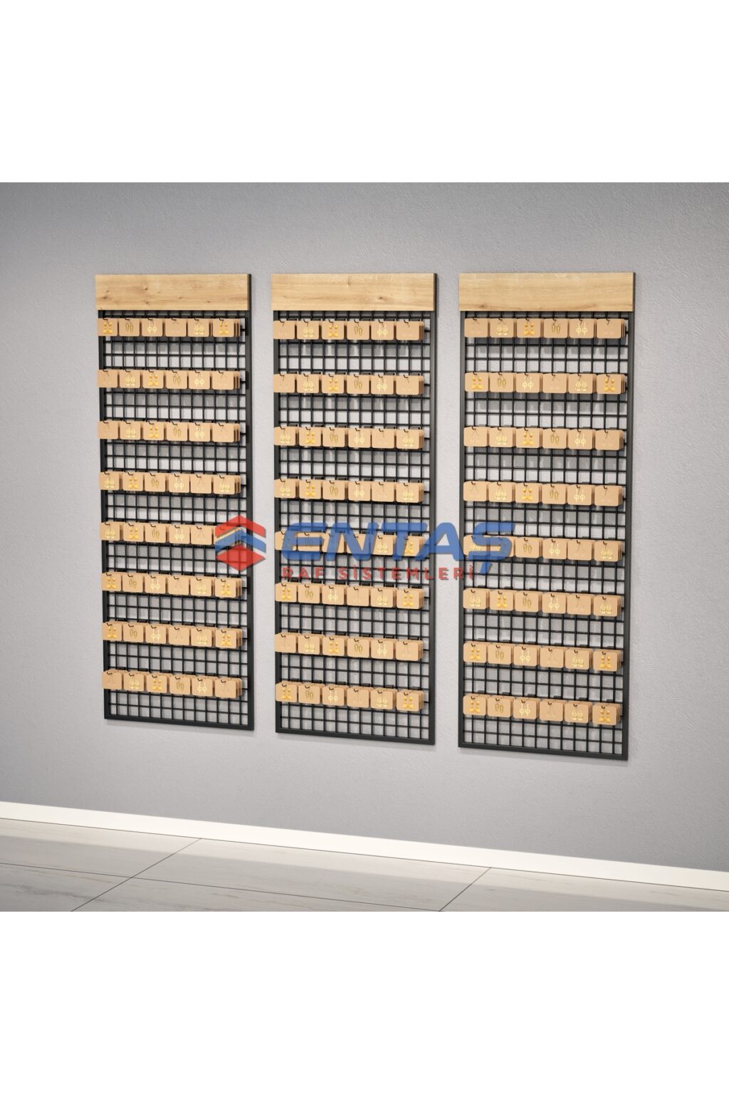Sık Telli Tel Raf 200x200 cm Siyah - Tel Pano Stand, Duvar Askılığı