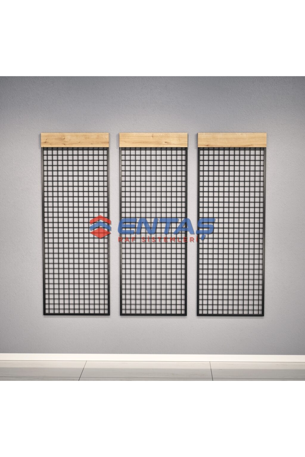 Sık Telli Tel Raf 200x200 cm Siyah - Tel Pano Stand, Duvar Askılığı - Görsel 3