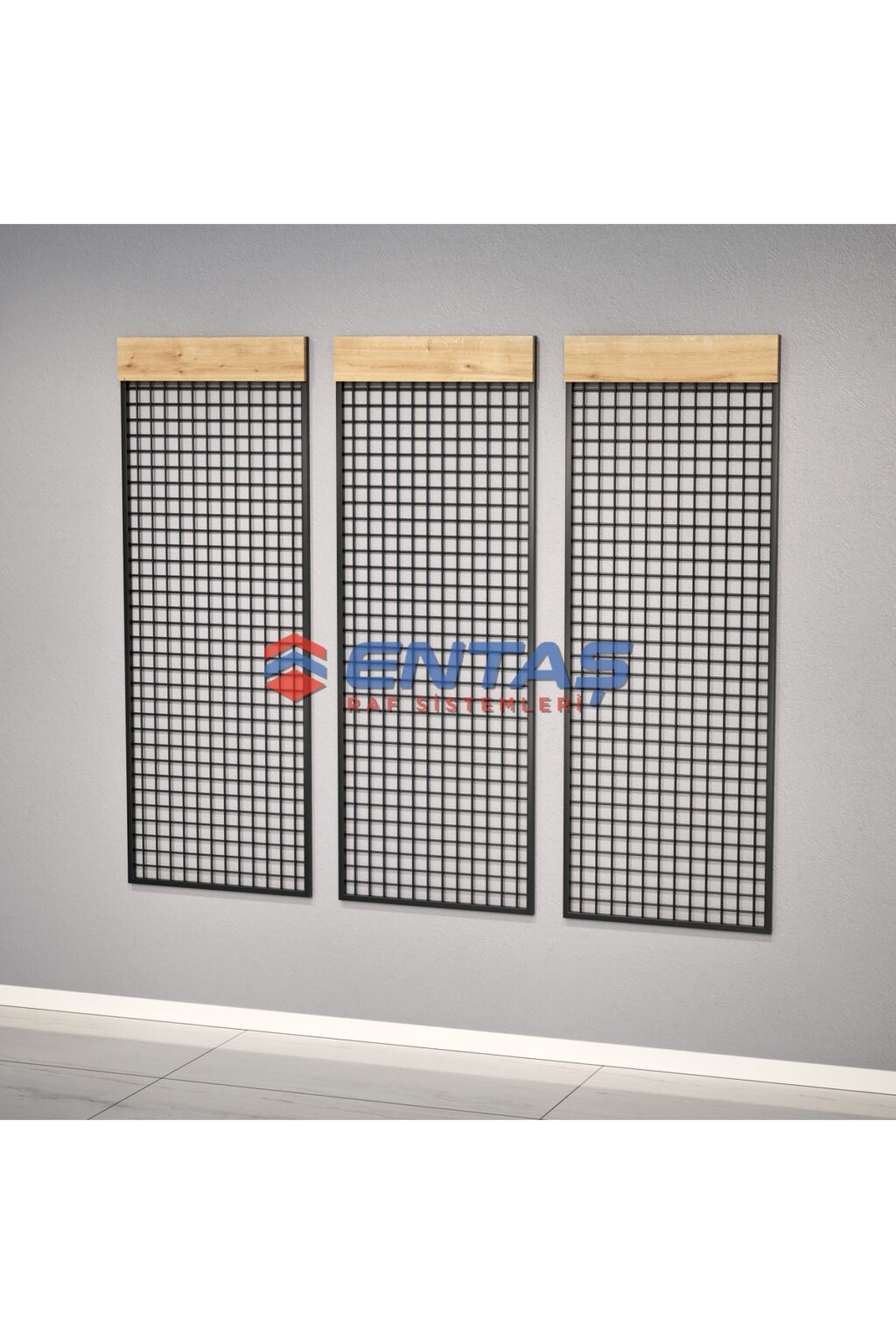 Sık Telli Tel Raf 200x200 cm Siyah - Tel Pano Stand, Duvar Askılığı - Görsel 4