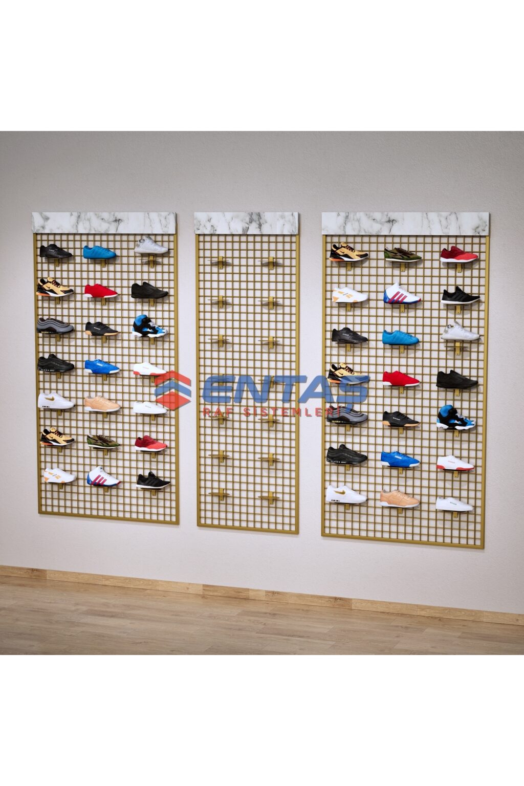 Sık Telli Tel Raf 260x200 cm Gold - Tel Pano Stand, Duvar Askılığı