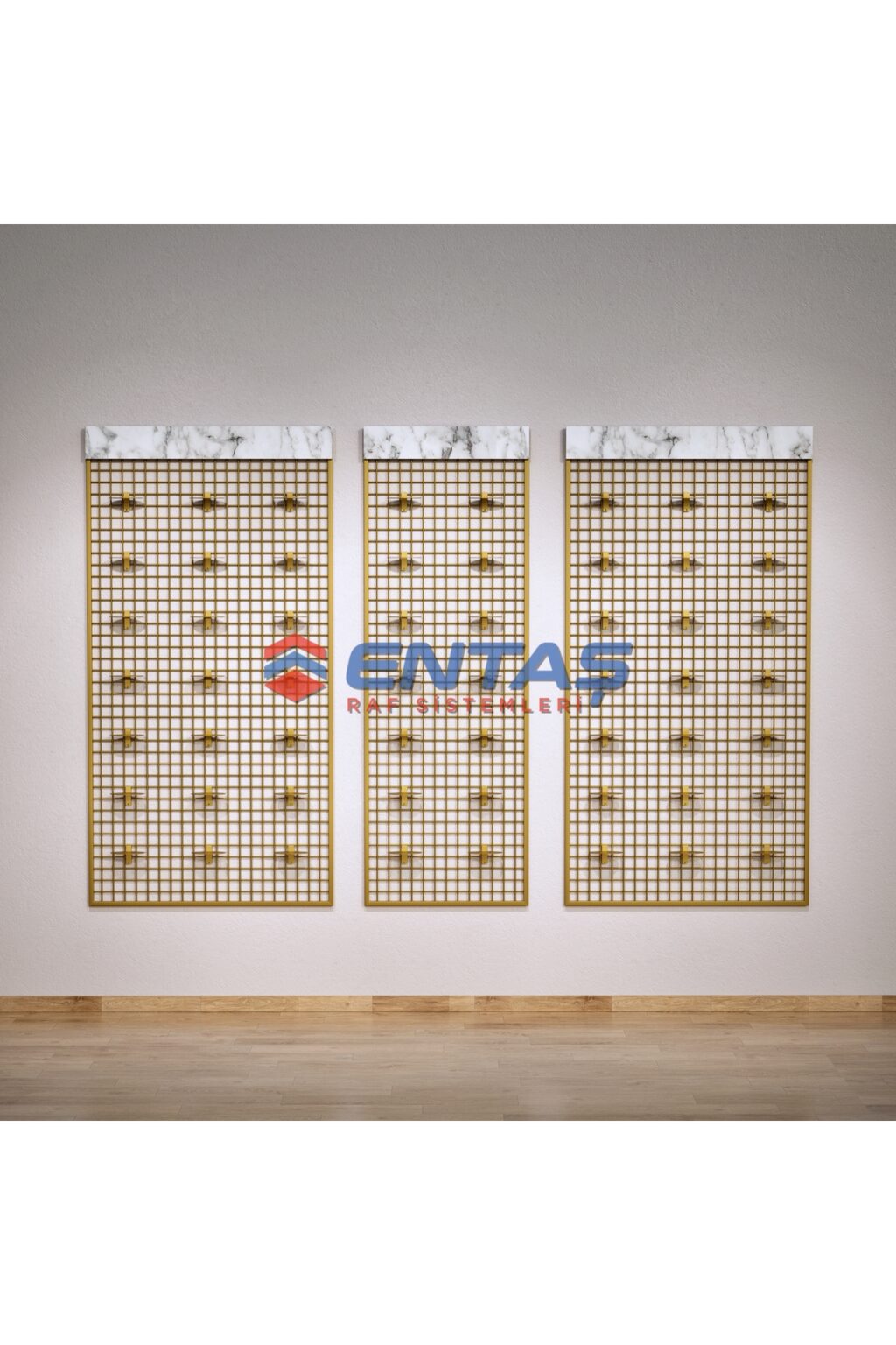 Sık Telli Tel Raf 260x200 cm Gold - Tel Pano Stand, Duvar Askılığı - Görsel 4