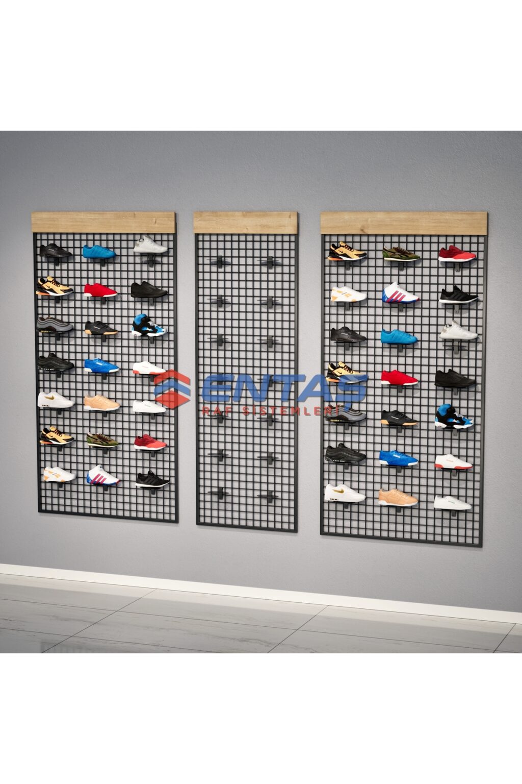 Sık Telli Tel Raf 260x200 cm Siyah - Tel Pano Stand, Duvar Askılığı