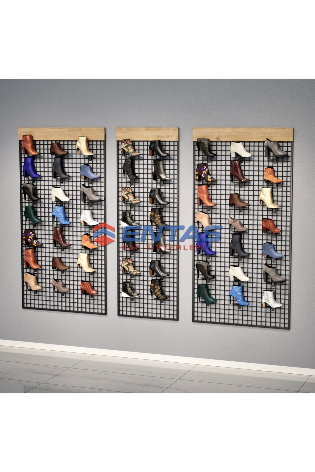 Sık Telli Tel Raf 260x200 cm Siyah - Tel Pano Stand, Duvar Askılığı - Görsel 2