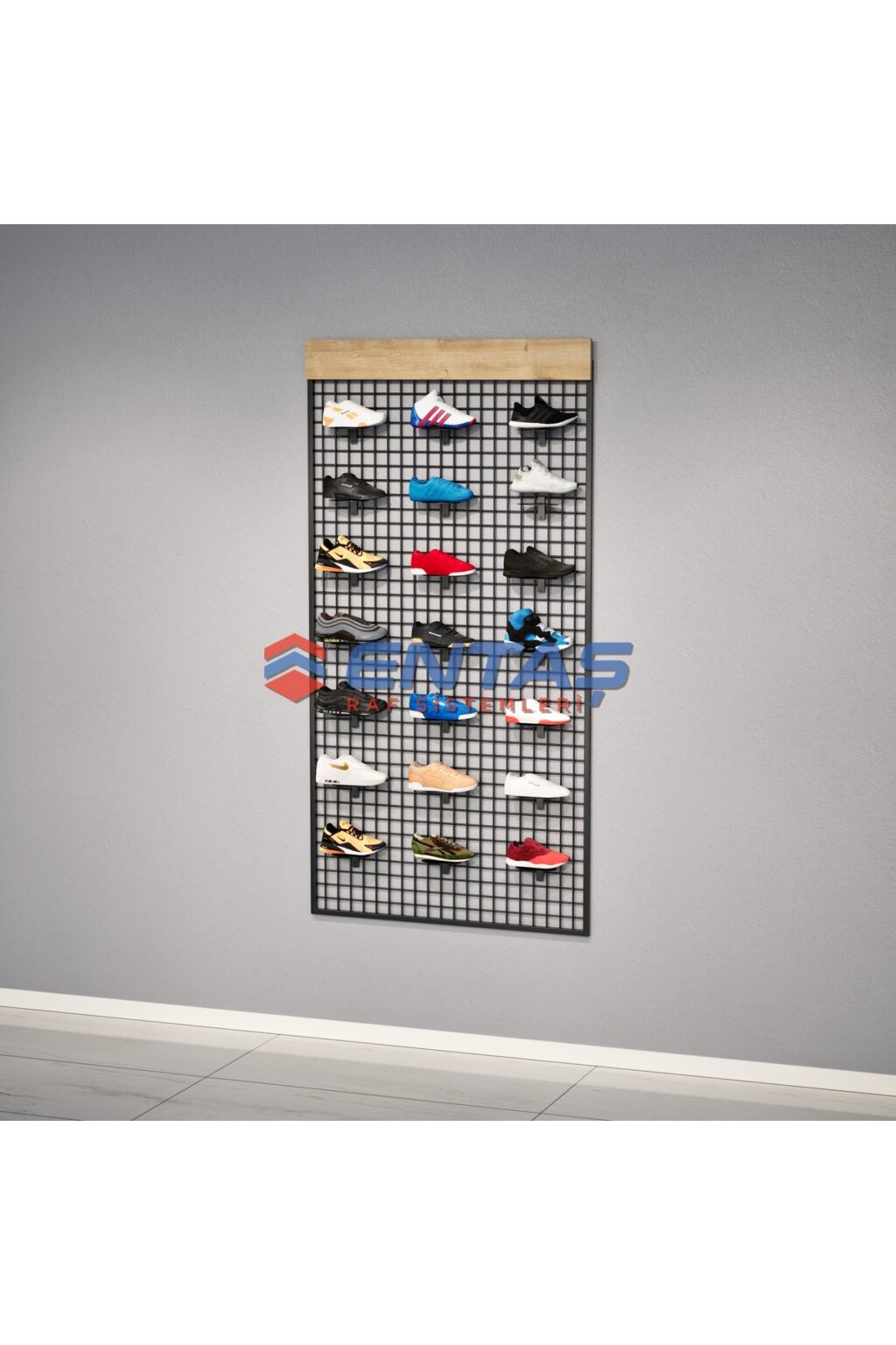 Sık Telli Tel Raf 60x190 cm Siyah - Tel Pano Stand, Duvar Askılığı