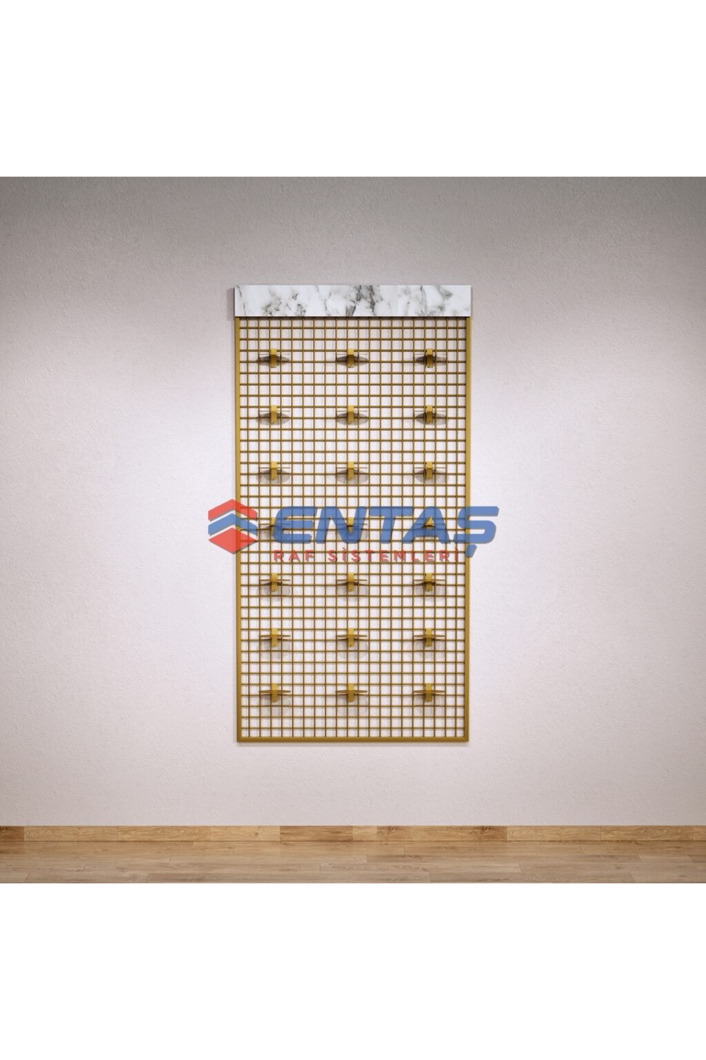 Sık Telli Tel Raf 100x200 cm Gold - Tel Pano Stand, Duvar Askılığı - Görsel 3