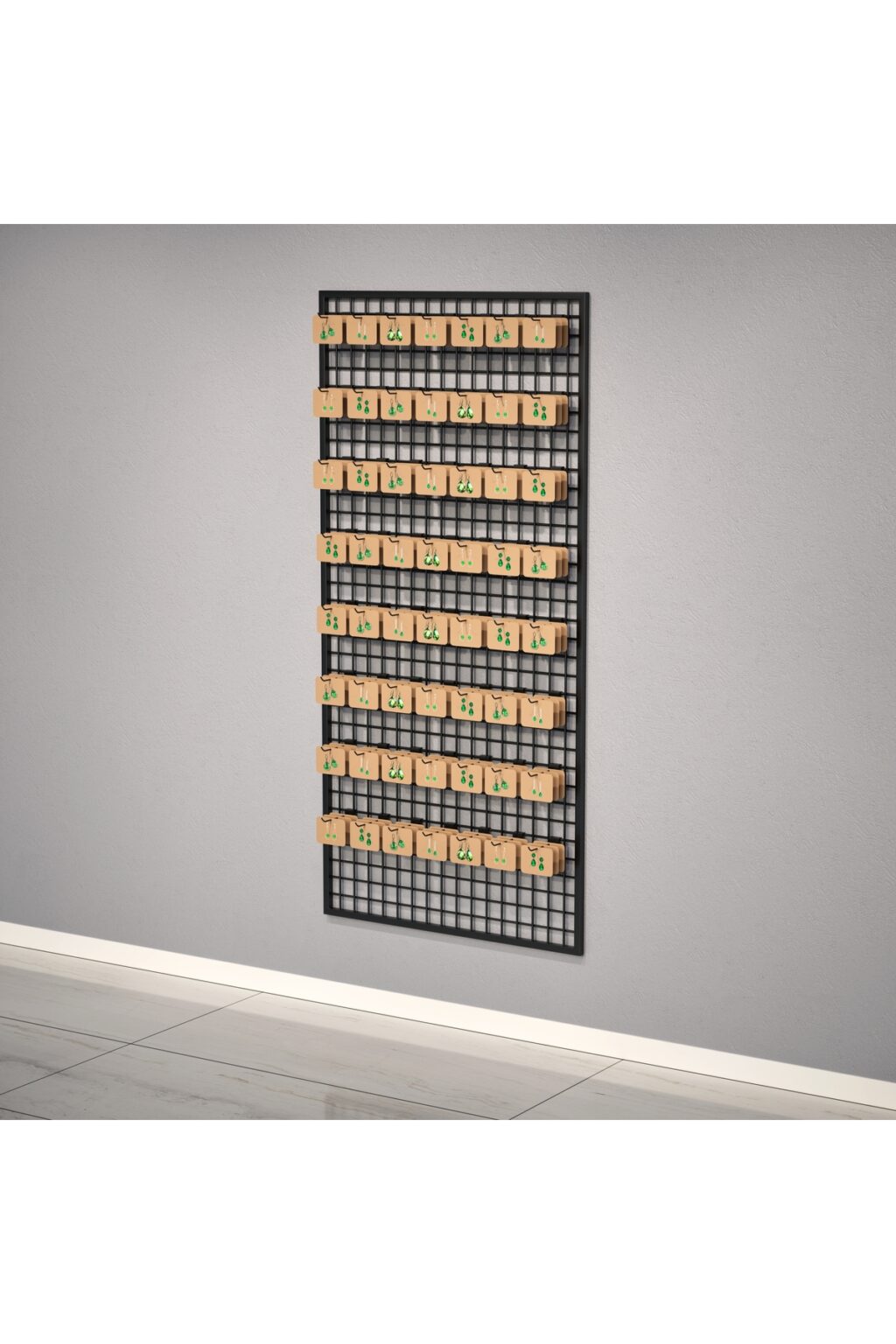 Duvara Monte Sık Telli Tel Raf 90x190 cm Siyah - Tel Pano Stand, Duvar Askılığı - Görsel 2