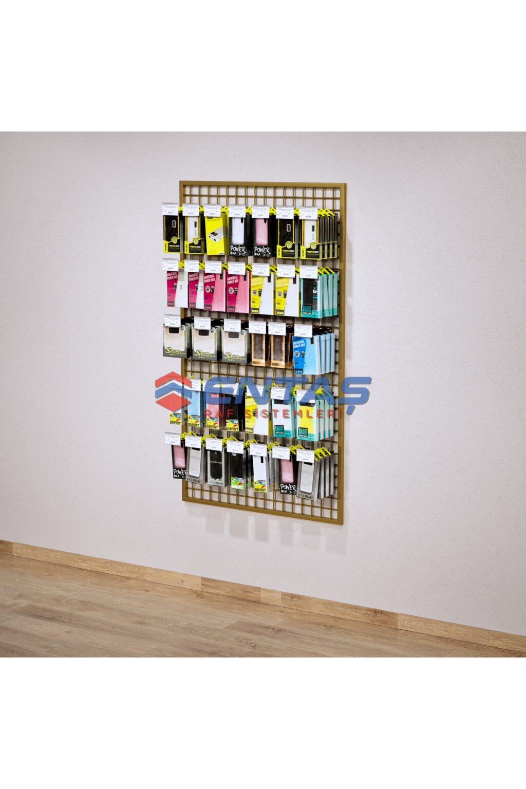 Duvara Monte Sık Telli Tel Raf 90x150 cm Gold - Tel Pano Stand, Duvar Askılığı
