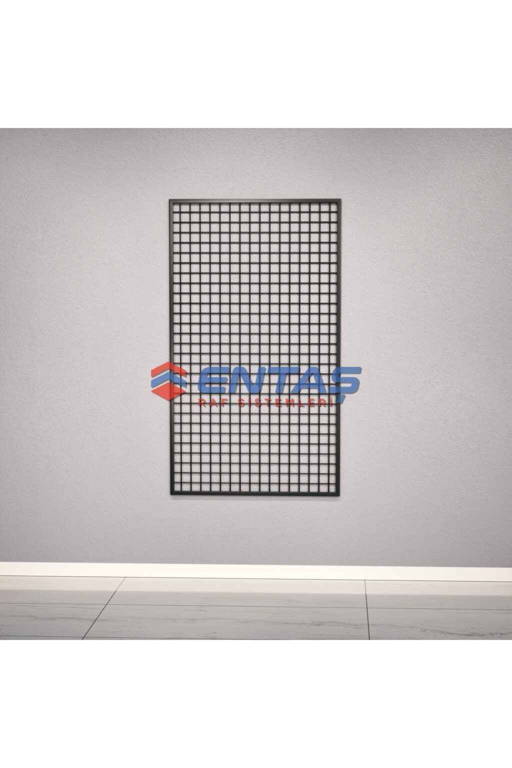 Duvara Monte Sık Telli Tel Raf 90x150 cm Siyah - Tel Pano Stand, Duvar Askılığı - Görsel 3