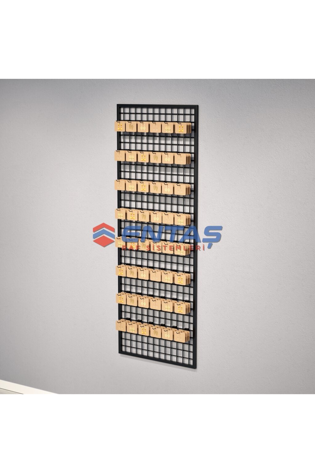 Duvara Monte Sık Telli Tel Raf 60x190 cm Siyah - Tel Pano Stand, Duvar Askılığı - Görsel 2