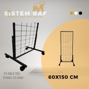 Ayaklı Tel Pano 60*150 Askı Siyah