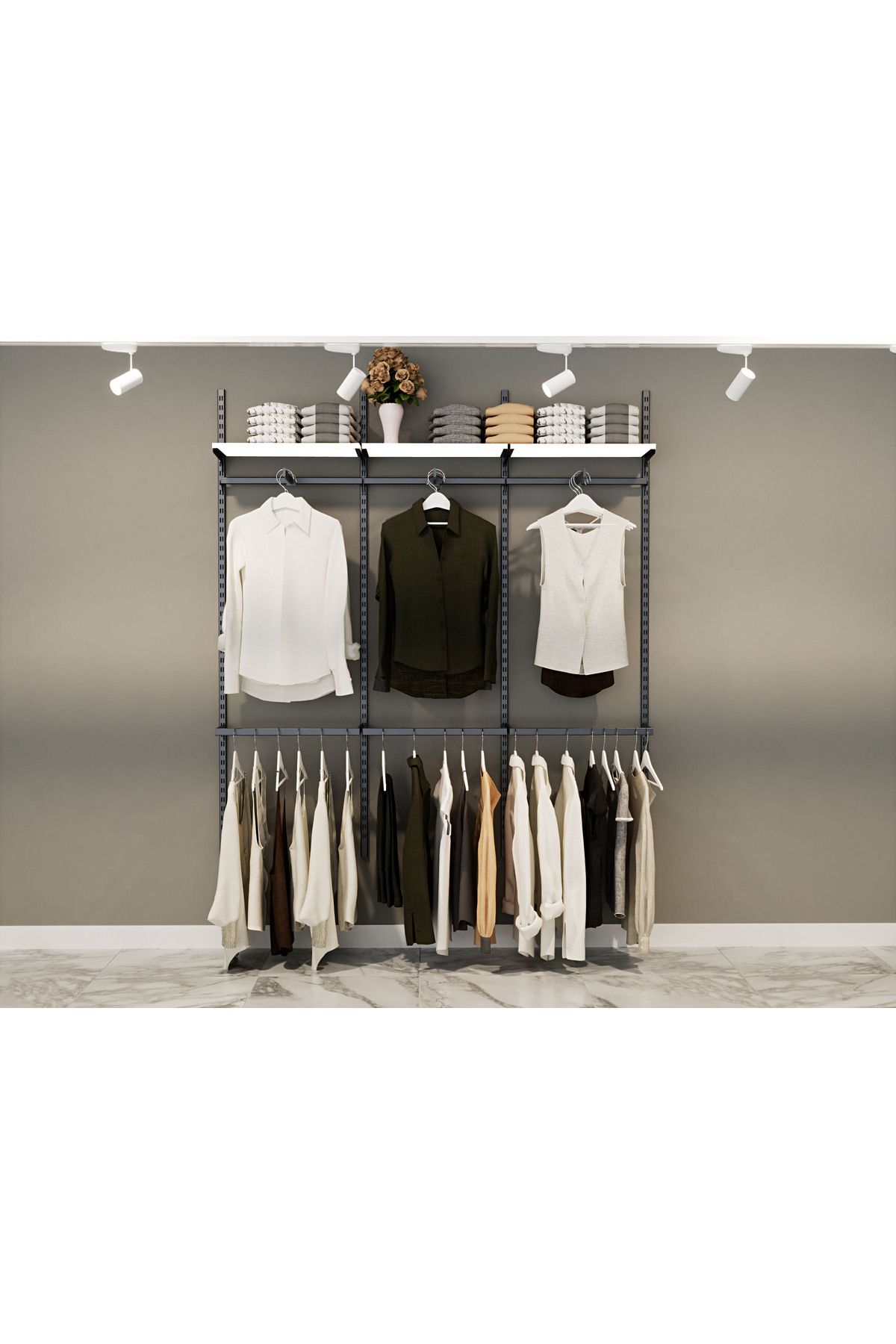 Giyinme Odası Raf Sistemi, Butik Raf Sistemi, Mağaza Rafı 190*220 cm