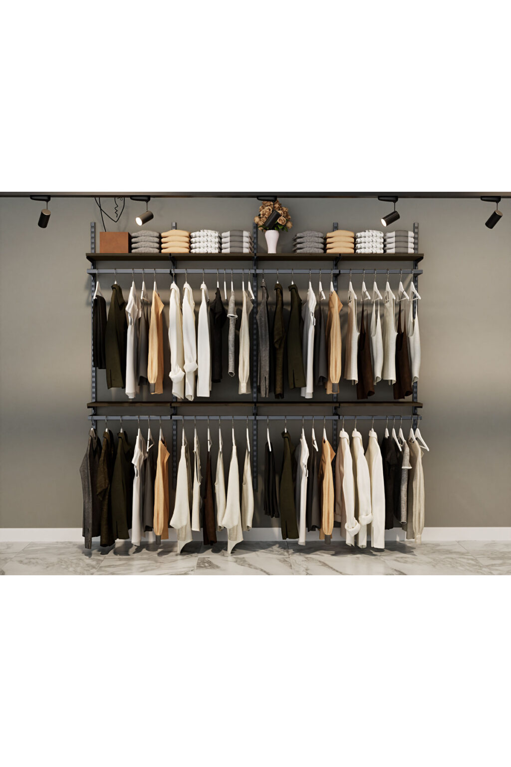 Mağaza Askılık Raf Sistemi Siyah - Butik Stand, Giyinme Odası Sistemi