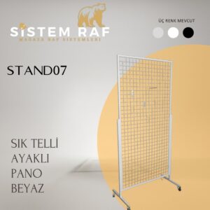 Sık Telli Ayaklı Tel Stand - Tel Pano Beyaz