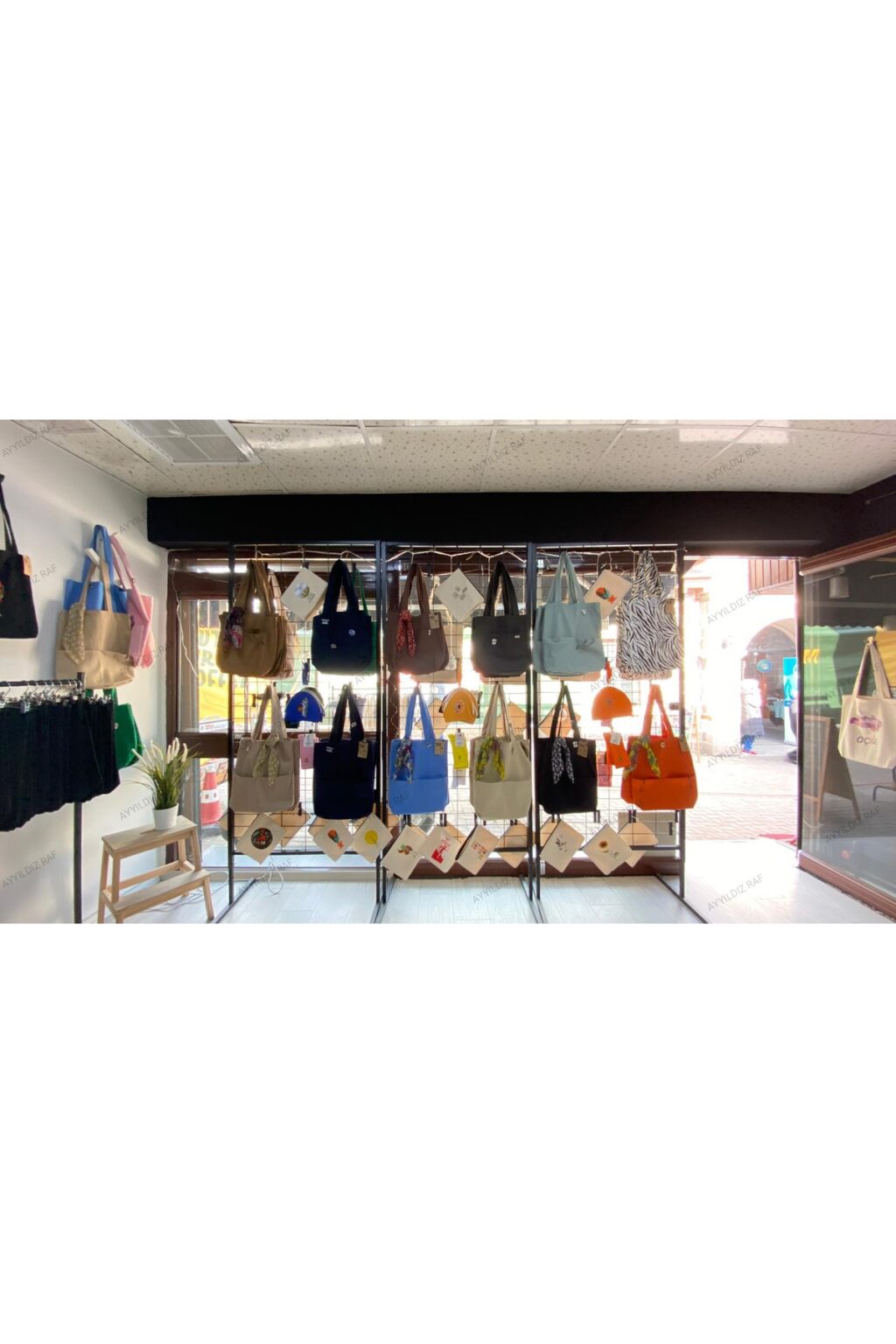Profil Ayaklı Tel Pano Stand 90x190 cm - Tel Raf, Duvar Askılığı - Görsel 2