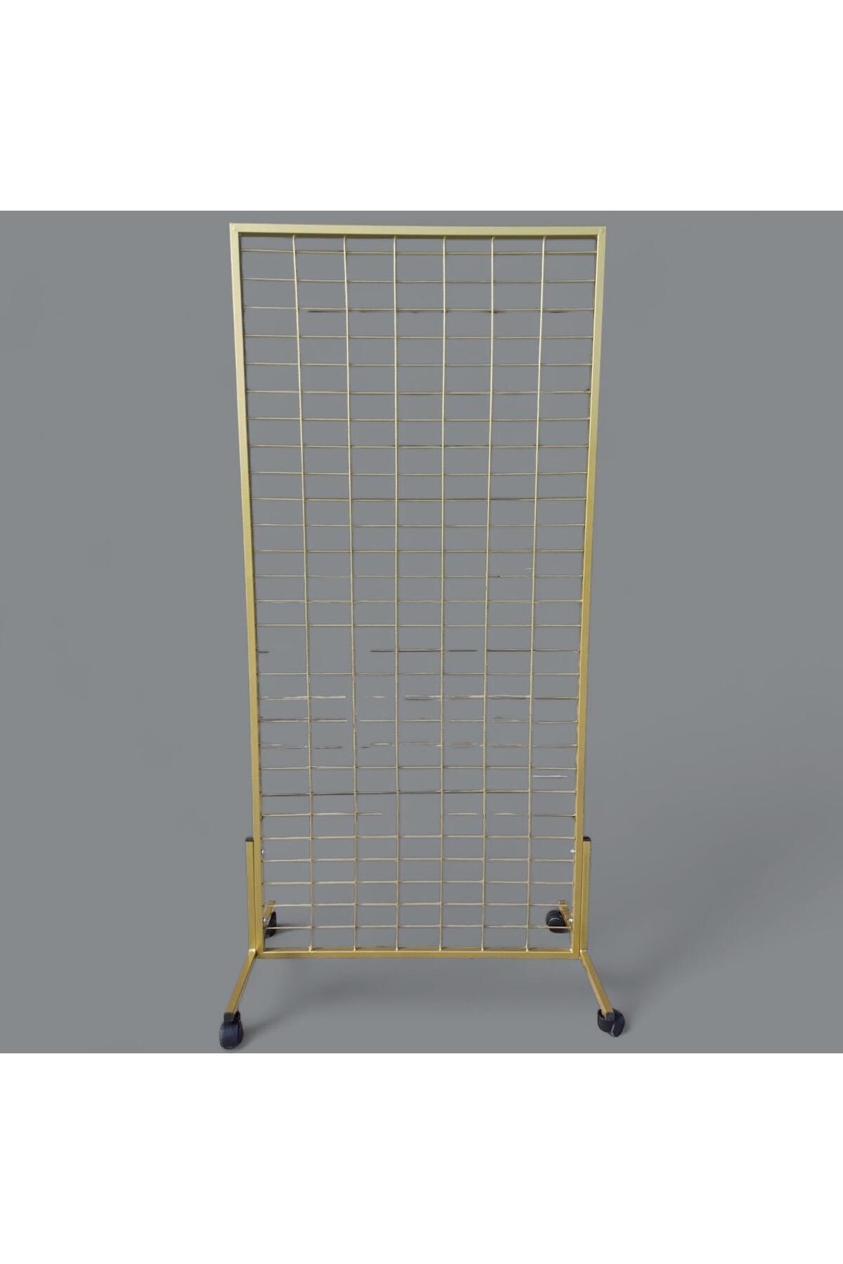 90x190 Cm Ayaklı Tel Pano, Gold Renkli, Telefon Aksesuar Standı, Duvar Panosu, Mağaza Askılığı, Çok