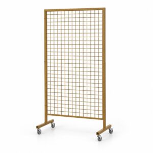 Tekerlekli Profil Ayaklı Sık Telli Tel Raf 90x150 cm Gold - Tel Pano Stand, Duvar Askılığı