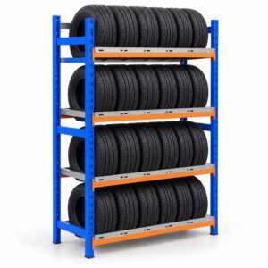 4 Katlı Hafif Rack Lastik Rafı - Lastik İstifleme Rafı